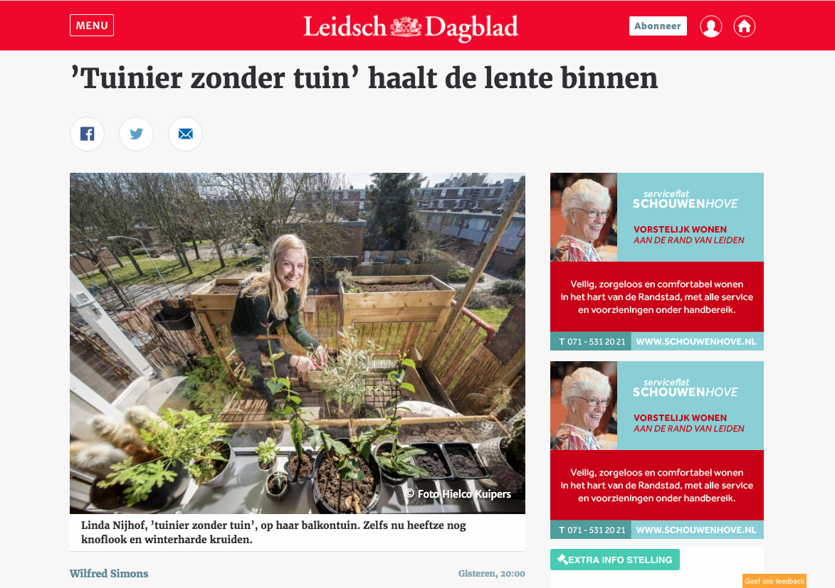 Gardenless Gardener in Leidsch Dagblad